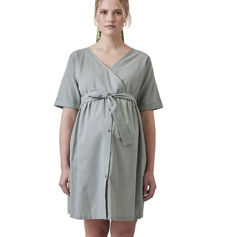 Robe courte de grossesse/allait - Vert-2