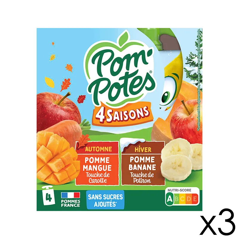 12 Compotes Gourdes Automne Hiver P.Mangue Carotte, P.Banane Potiron - 12x90g-0