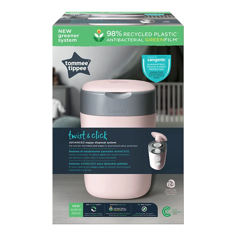 Poubelle à couche Twist & Click + 13 recharges - Rose-2