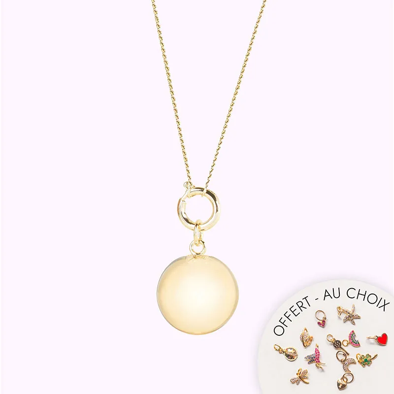 Bola Brillant & Chaîne Simple + Charm OFFERT - Plaqué Or-0