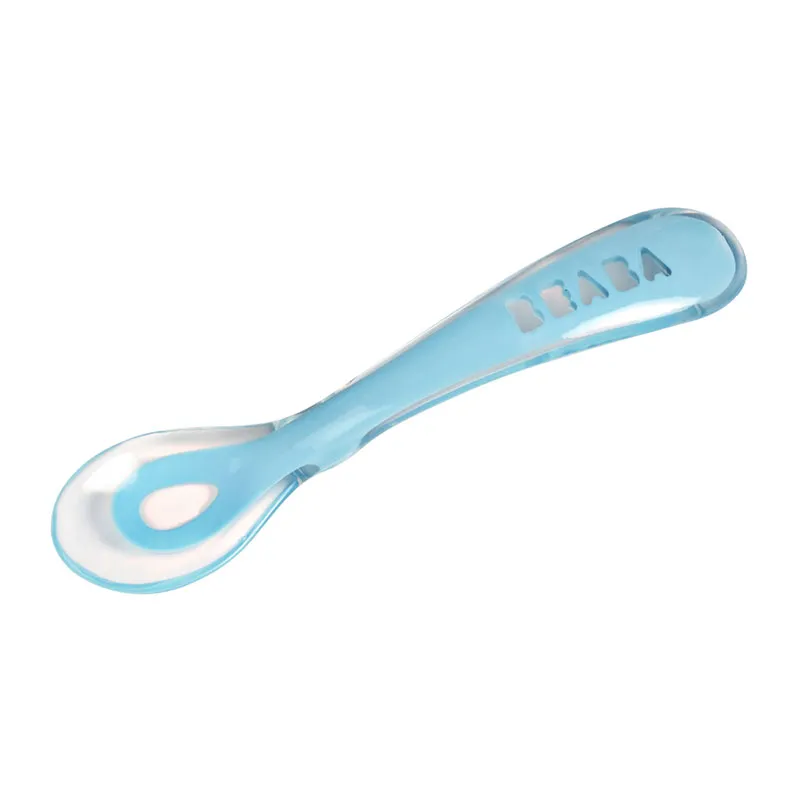 Cuillère d'apprentissage Silicone 2e âge - Bleu-0