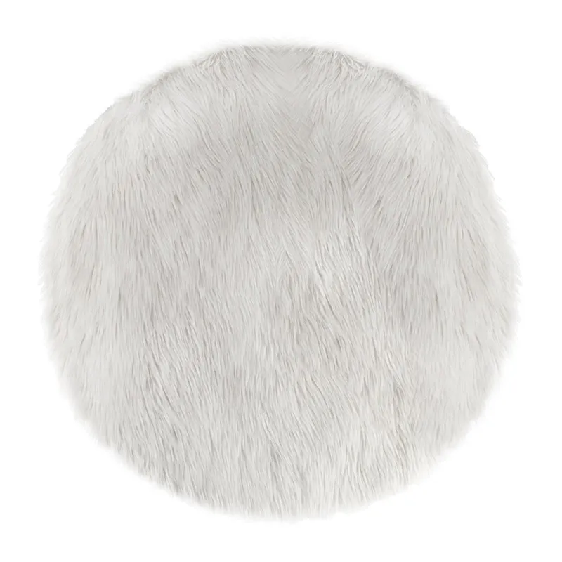 Tapis fourrure Rond Blanc - D.90cm-0
