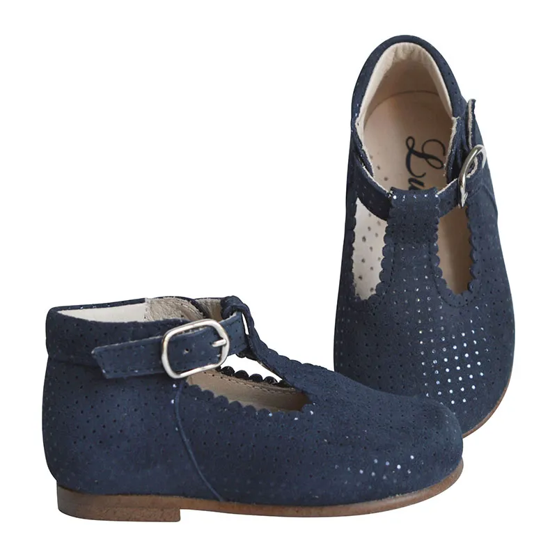 Chaussures Bottillons Salomés à boucle Inès - Cuir Marine pois irisés-1