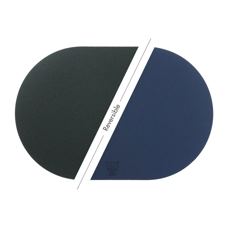 Sets de table ovale Cuir recyclé révers. Bleu nuit/Anthracite - 6pcs-2