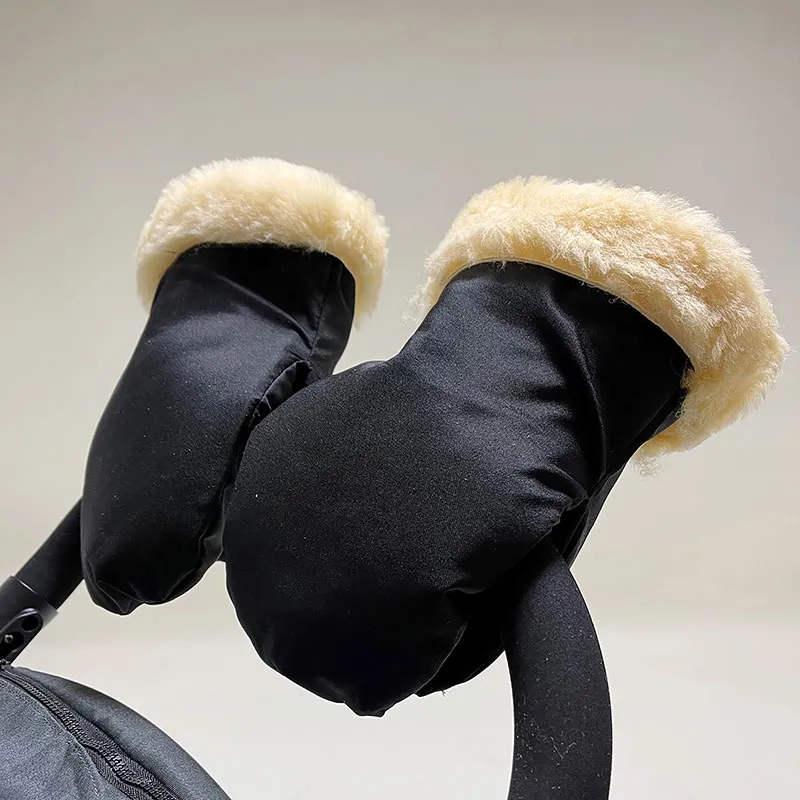 Moufles pour poussette Agneau - Noir-2