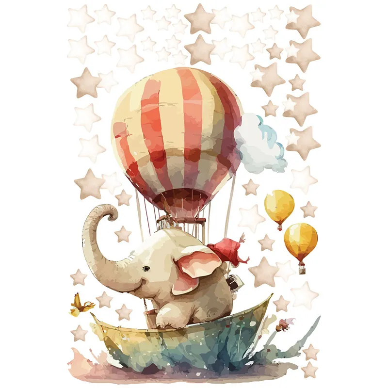 Stickers - Éléphant en montgolfière aquarelle-2