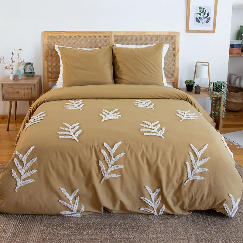 Parure 3pcs Coton lavé Feuillu-0