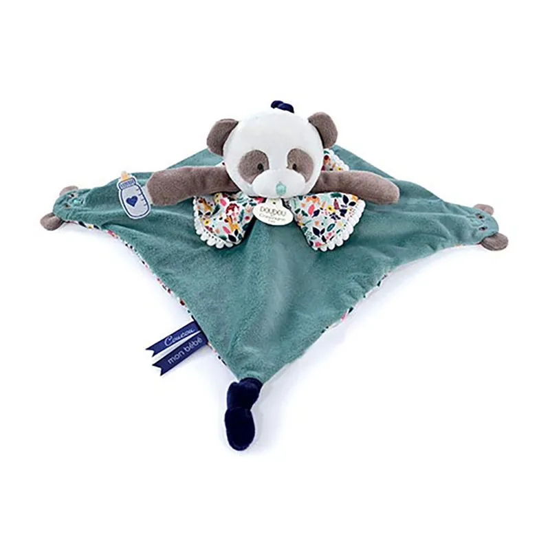 Doudou marionnette à doigts Panda Bleu - 30cm-0