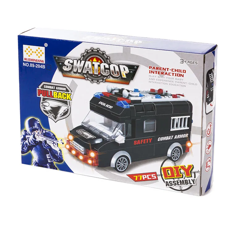 Jouet à construire véhicule swat cop Noir 77pcs - 36m+-3