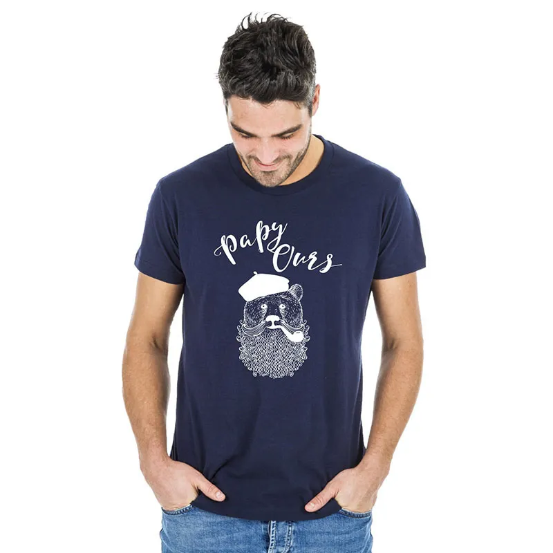 T-shirt Homme Papy ours BIO - Navy-0