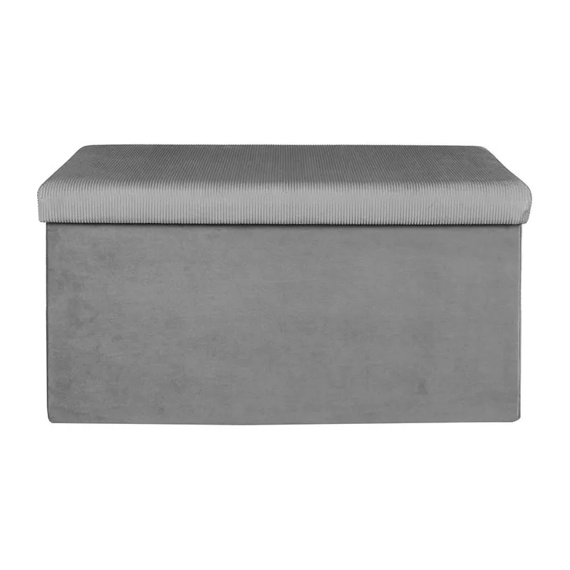 Coffre banc pliable velours Giulia Gris - 77x38cm-3