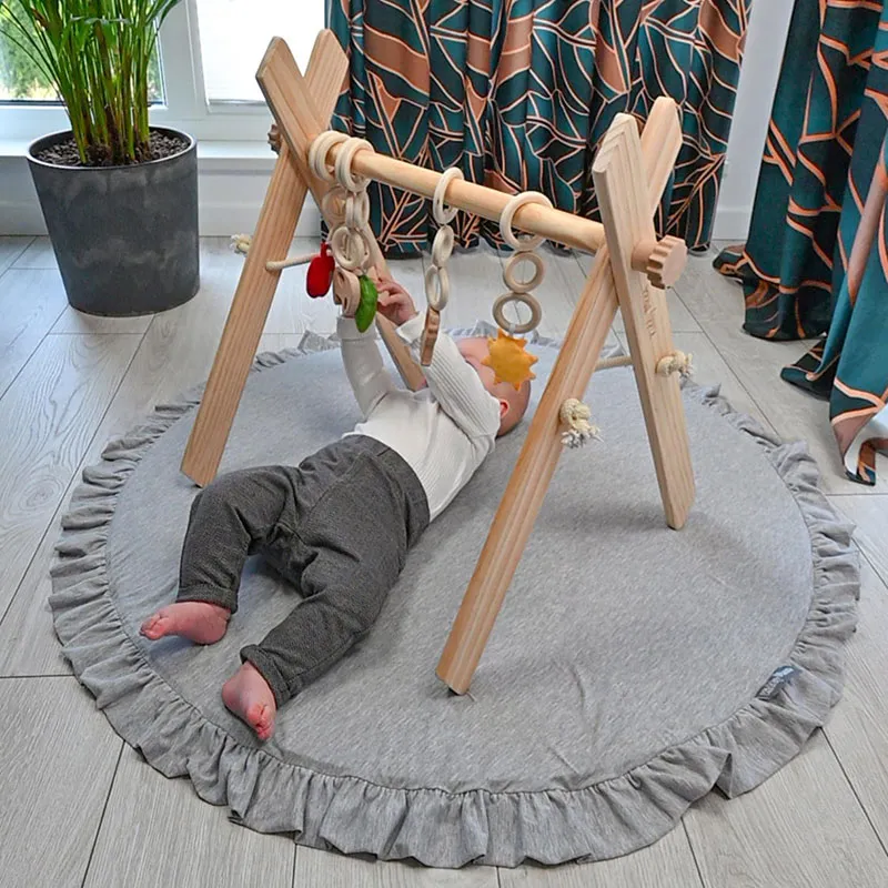 Portique d'éveil pliable  + Tapis Gris clair - 52x35x50cm-4