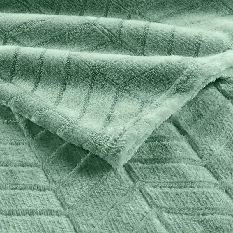 Plaid Flanelle Uni Arya Sauge - 180x220cm-3