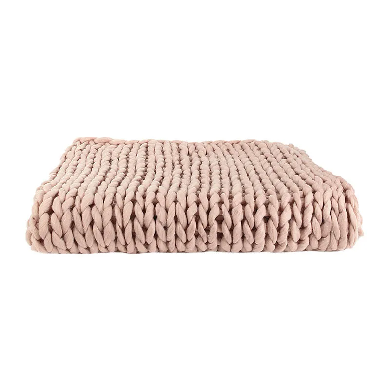 Plaid grosse maille chunky Rose - 150x120cm-0