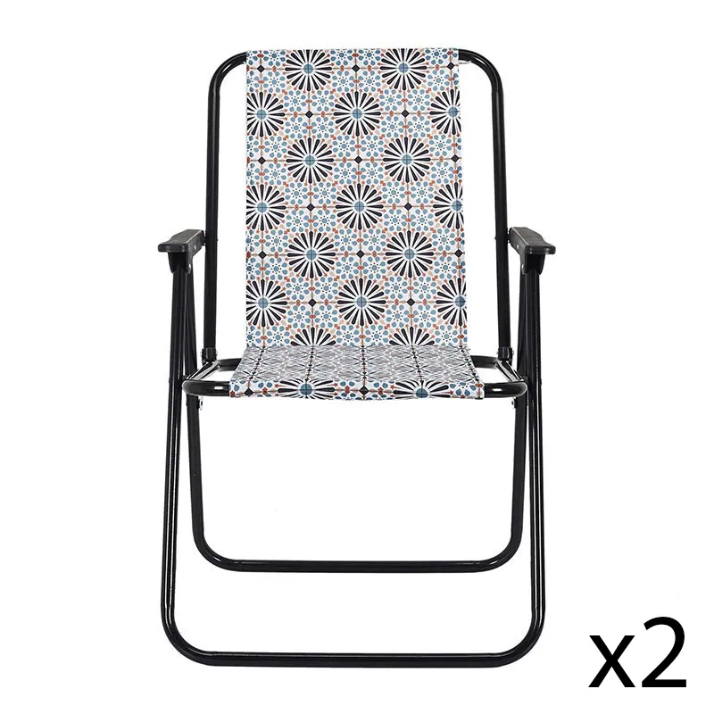 2 Chaises pliantes Patio Orange/Noir - 51x73x60cm-0
