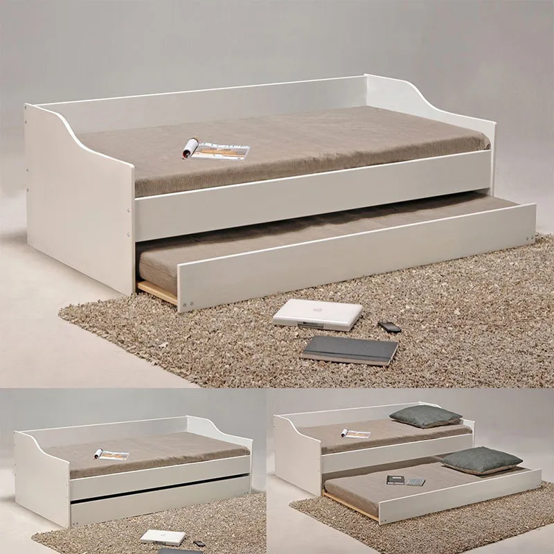 Lit gigogne Sweet + 2 Sommiers + Tiroir-lit Blanc - 90x190cm-3