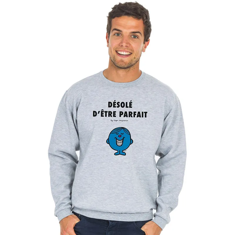 Sweat Homme Désolé d'être parfait 2 - Gris Chiné-0