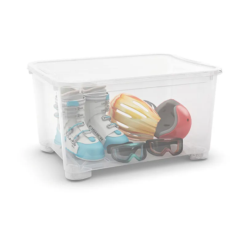 Boîte de rangement T-Box XXL avec roulettes Transparent - 145L-1