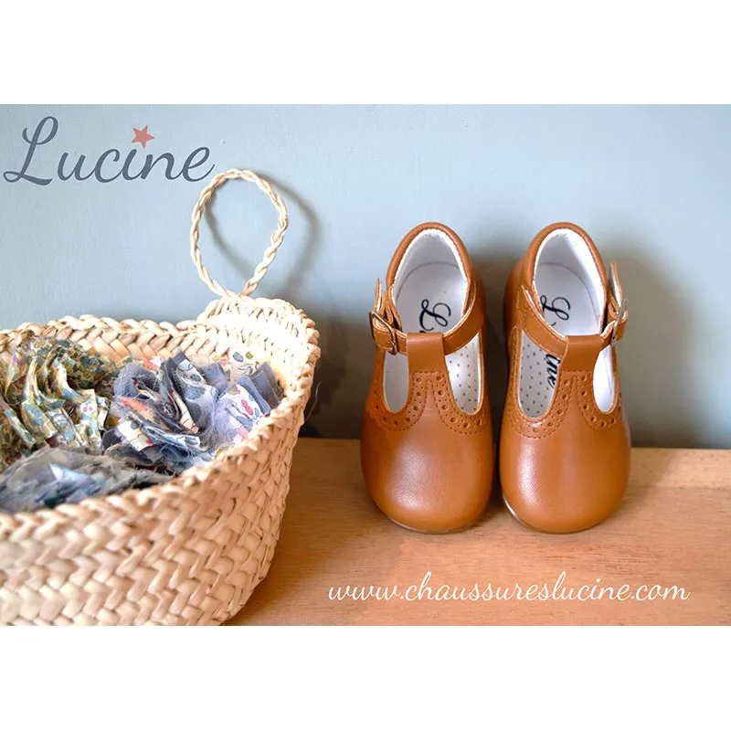Chaussures bébé bottillons Salomé à boucle Axel - Cuir Camel-1