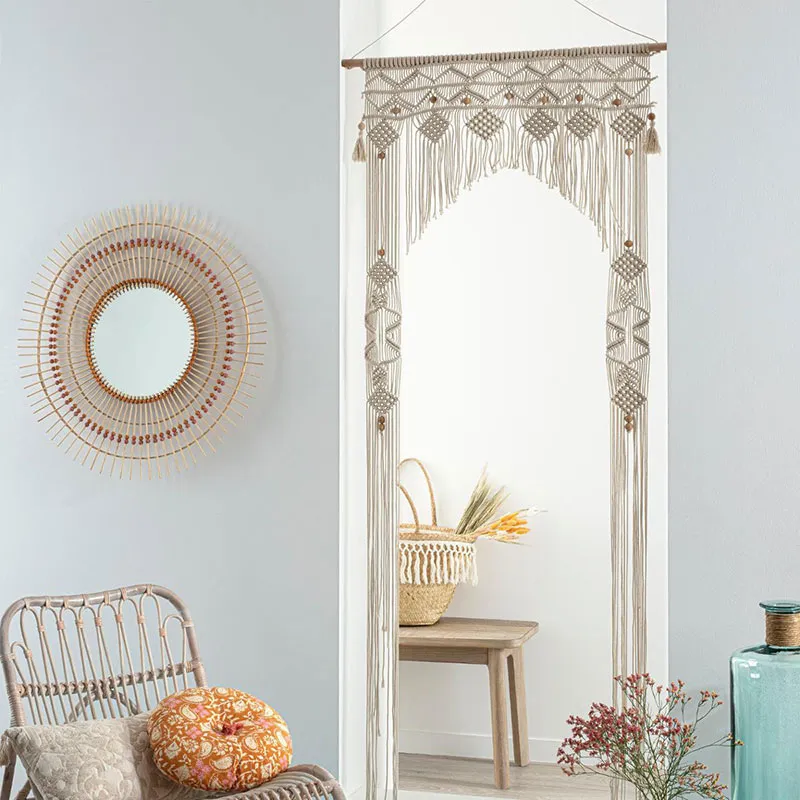 Rideau fil Arche macramé Ivoire - 90x200cm-2