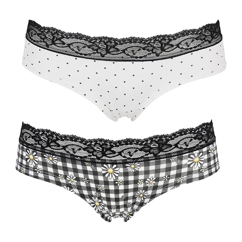 2 Culottes Mini Vichy - Noir/Blanc-0