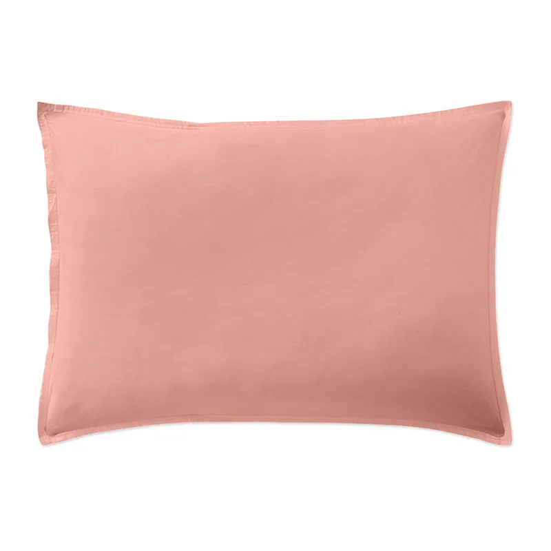 Taie d'oreiller Percale de Coton Rose poudré-1