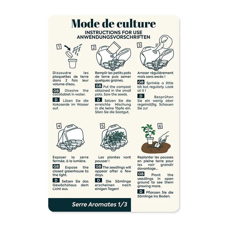 Mini serre + 6 pots - Aromates Bio-4
