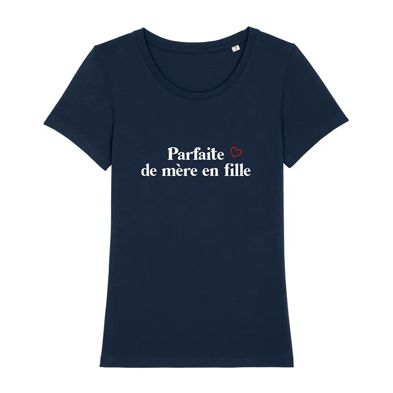 T-shirt Femme Parfaite de mère en fille waf BIO - Navy-0