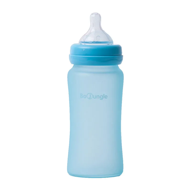 Thermo Biberon verre et silicone Turquoise - 240ml-0
