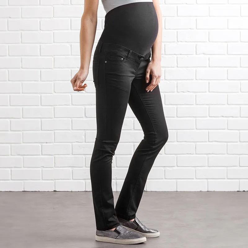 Pantalon de grossesse Slim toile - Noir-0