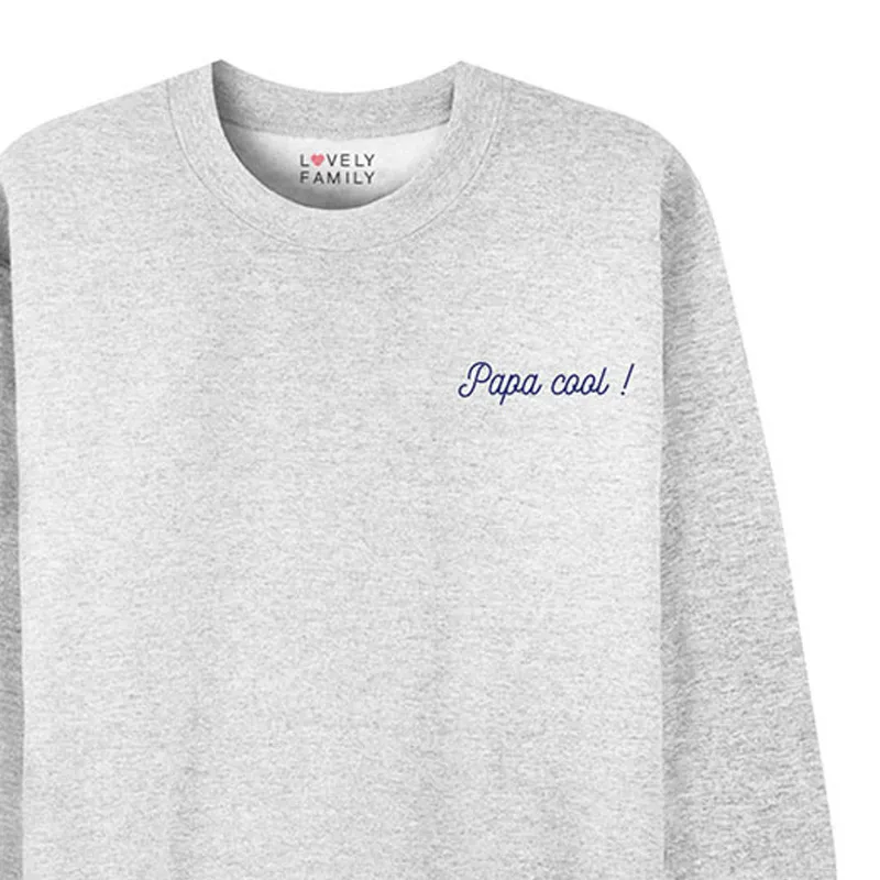 Sweat Homme Papa cool - Gris Chiné-1