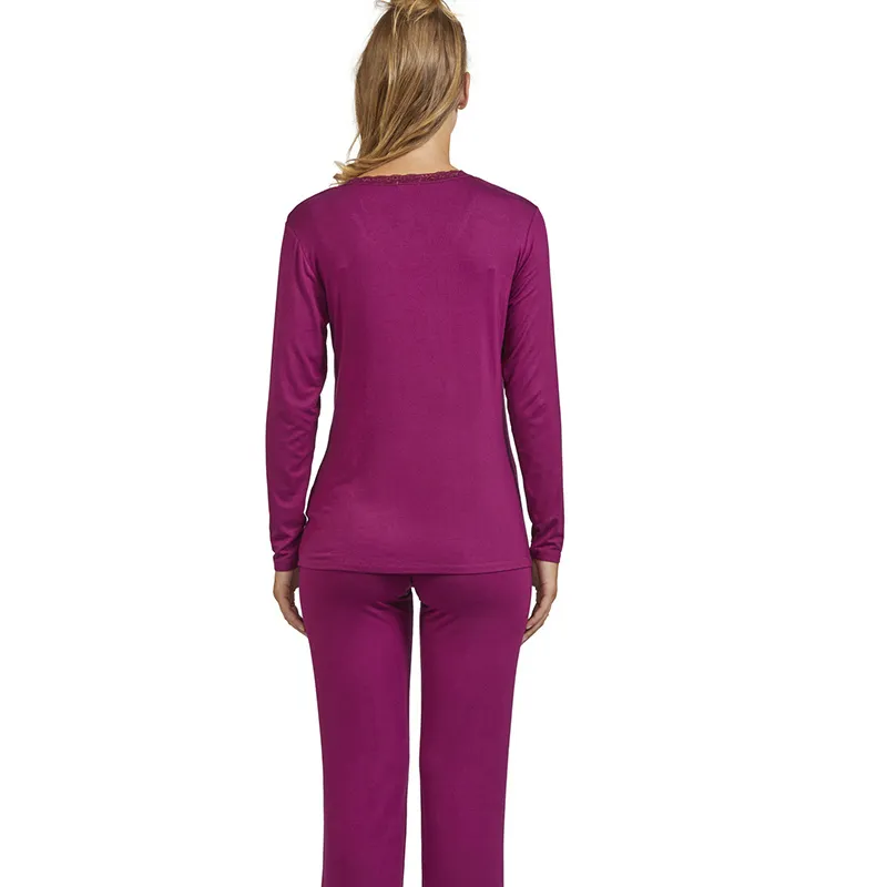 Pyjama de grossesse/allait Viscose Dentelle - Fuchsia-2