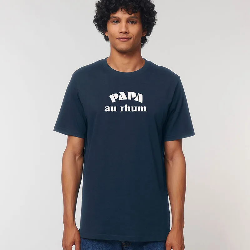 T-shirt Homme Papa au rhum waf BIO - Navy-0