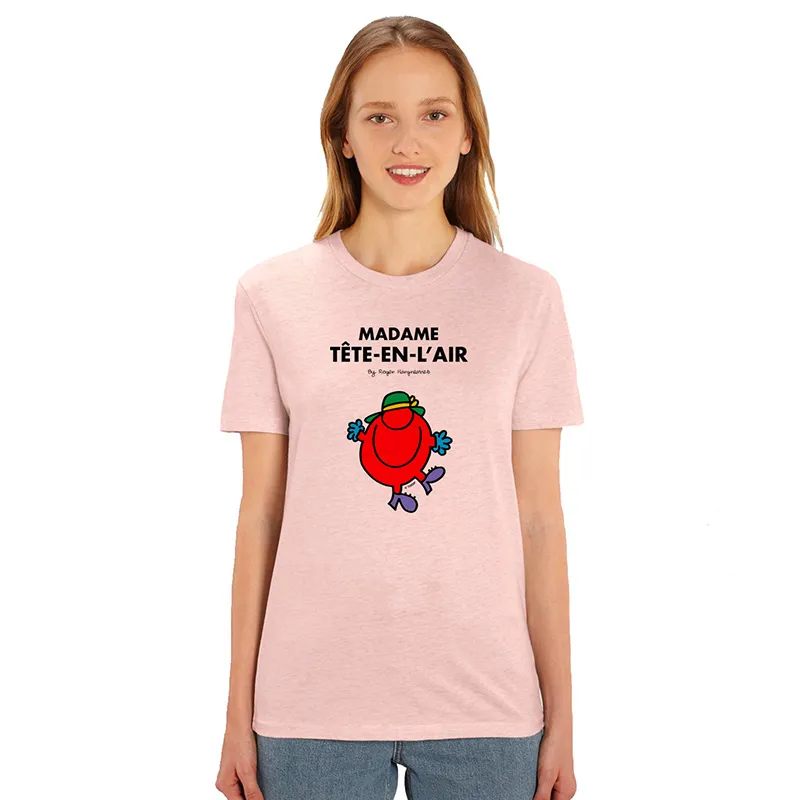 T-shirt Femme Madame tête en l'air BIO - Rose Chiné-0