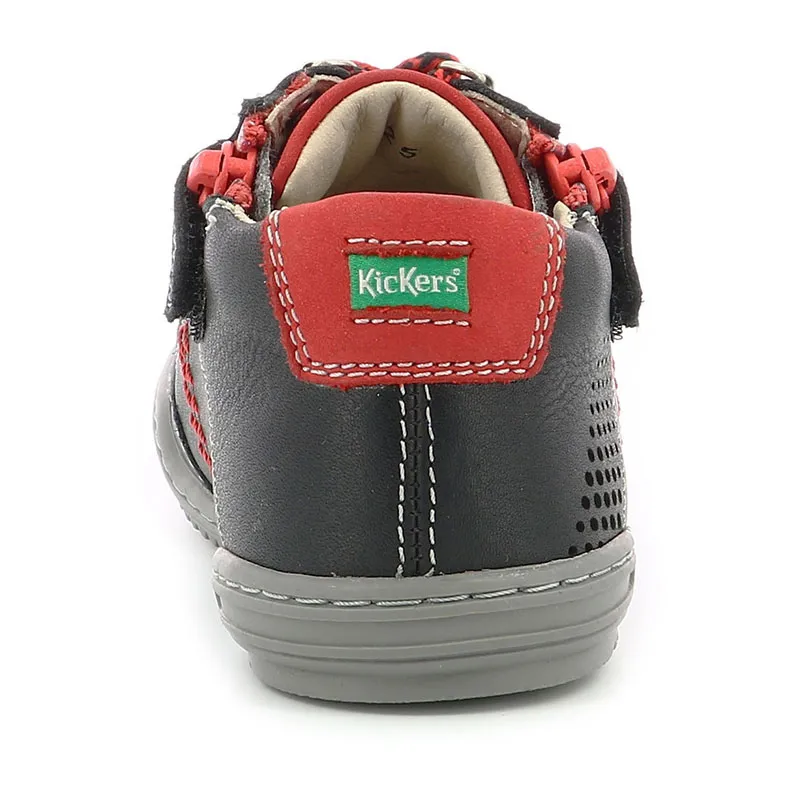 Sneakers hautes zip/lacets Joula - Noir/Rouge-4