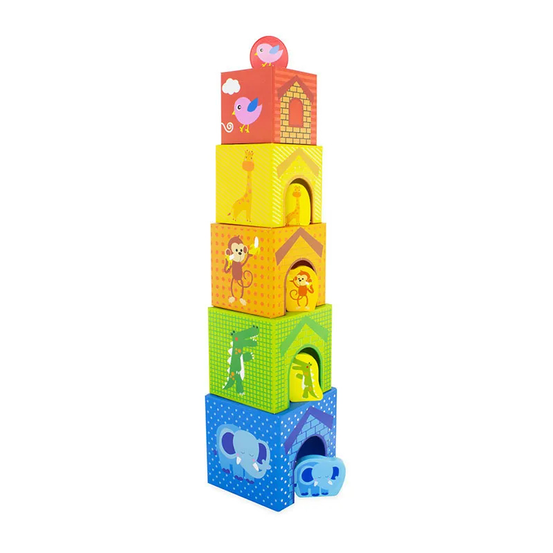 Cubes gigogne Animaux de la jungle + fig. 10pcs - 12m+-3