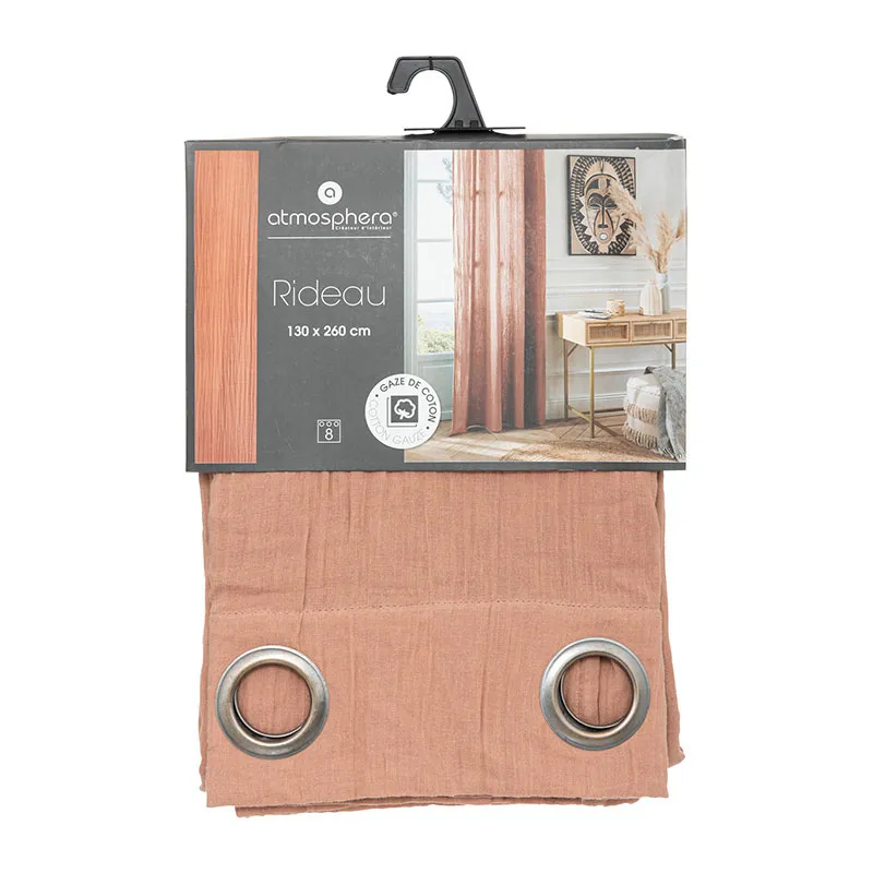 Rideau Coton Rose antique - 130x0,5x260cm-1
