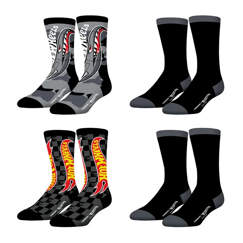 4 paires de chaussettes Garçon Hot Wheels - Noir/Gris/Rouge/Jaune-0