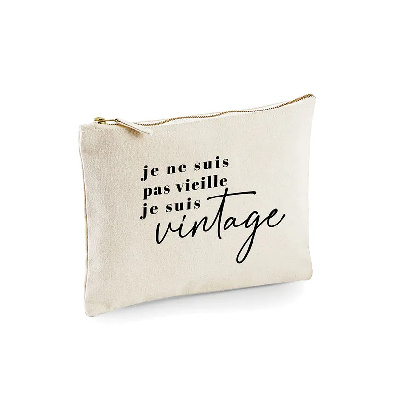 Trousse Je ne suis pas vieille je suis vintage BIO - Naturel-0