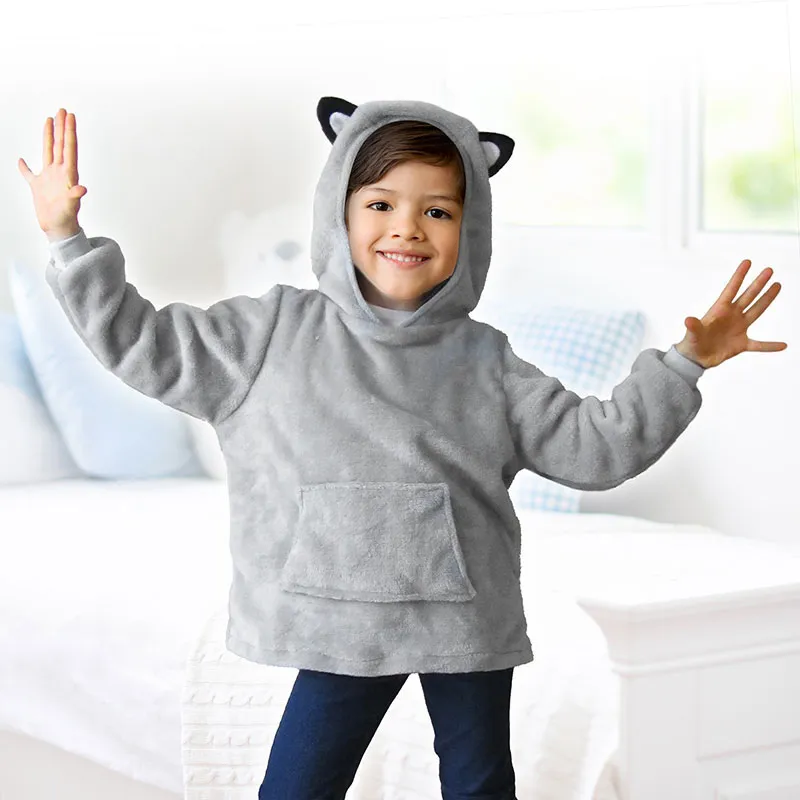 Sweat à capuche enfant Loup Gris - 4-6ans-0