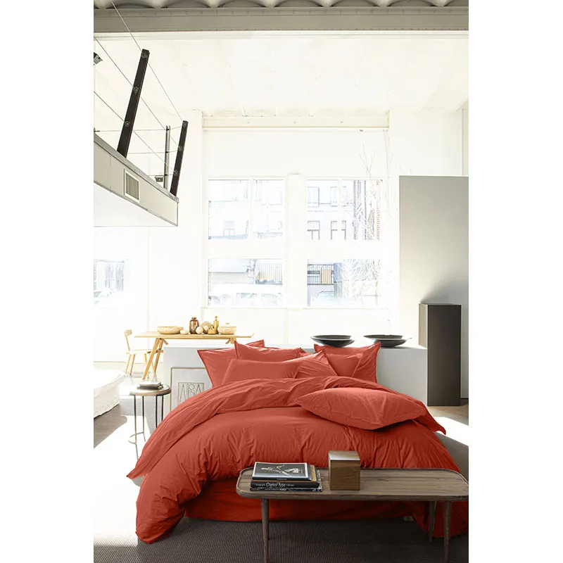 H. de Couette Percale de coton Terre de sienne-1