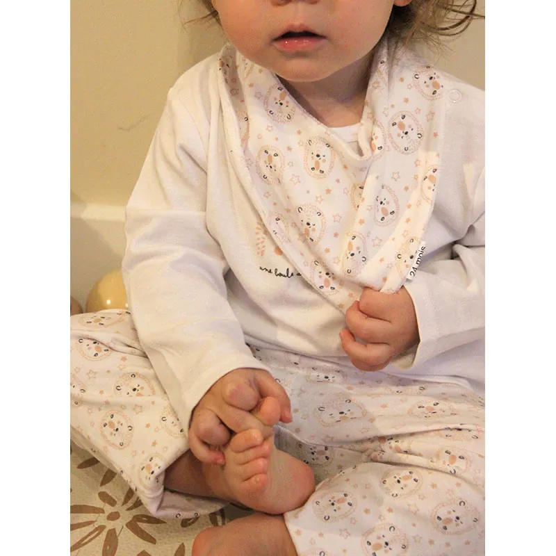 Pyjama ML + Bavoir bandana Hérisson - Blanc-3