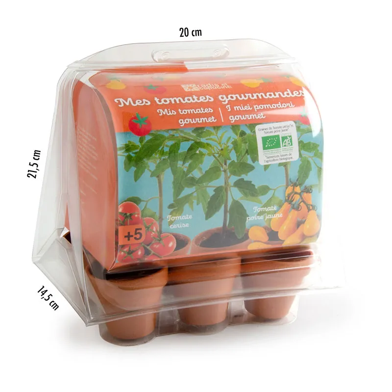 Mini serre + 6 pots - Tomates Bio-4