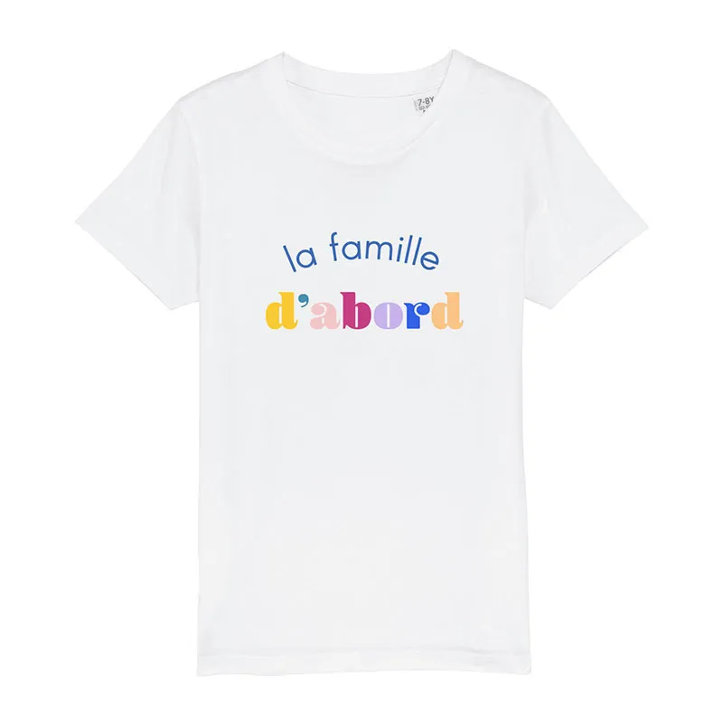 T-shirt Fille La famille d'abord BIO - Blanc-0