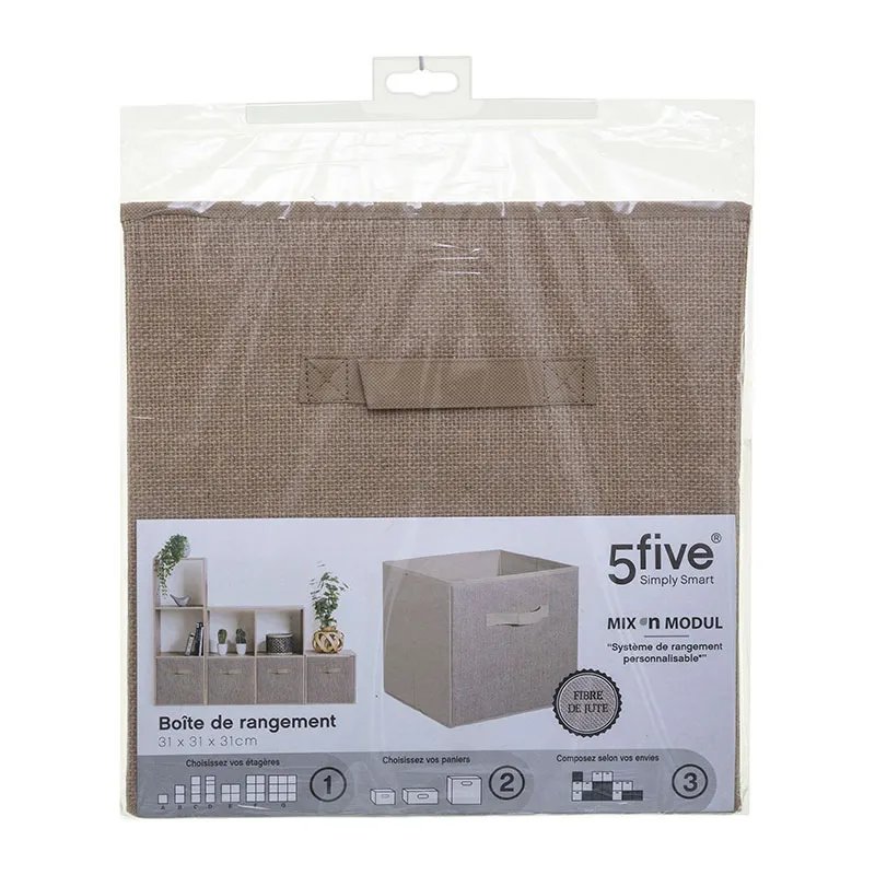 Boîte de rangement Mix 'n modul Toile de jute - 31x31cm-1