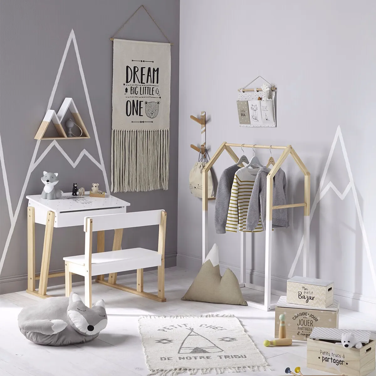 Penderie Enfant Maison Blanc/Naturel - 60x100cm-2