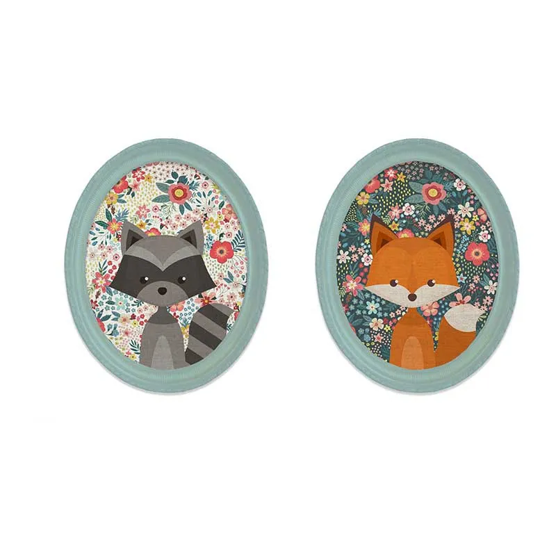2 Cadres ovales Renard & Raton - 50x40cm-1
