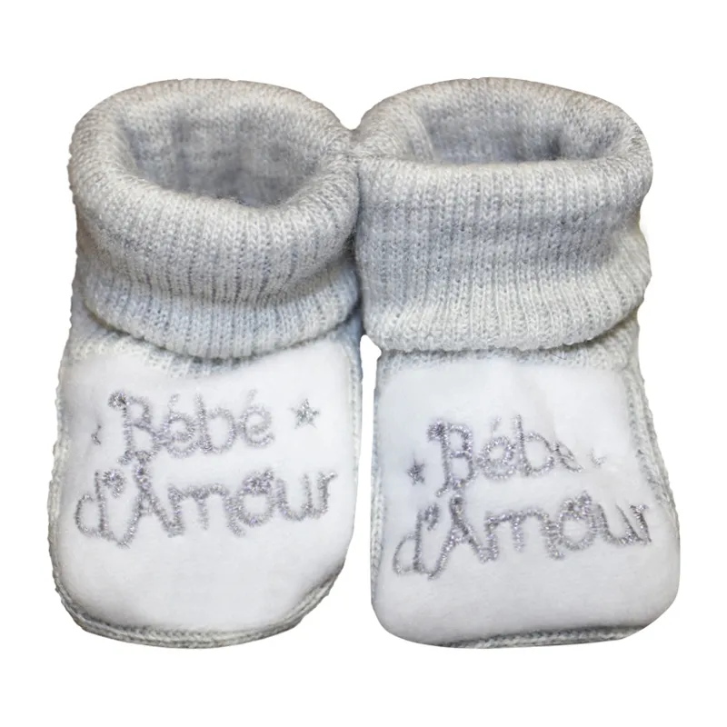 Chaussons de naissance Bébé d'Amour - Gris-0