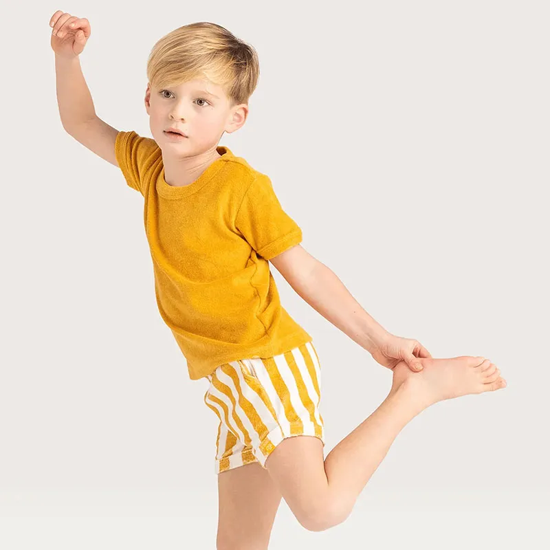 Ensemble Short/T-Shirt en Coton Rayures - Jaune-0