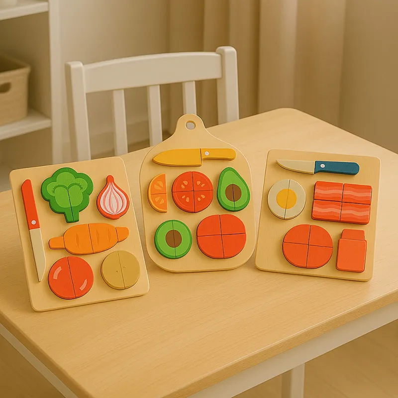 3 Planches de fruits/légumes à découper en bois - 24m+-8